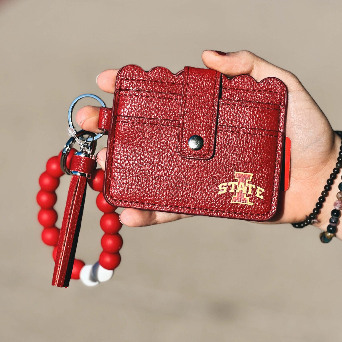 I-State Cardinal & White Ball Bracelet Keychain Wallet